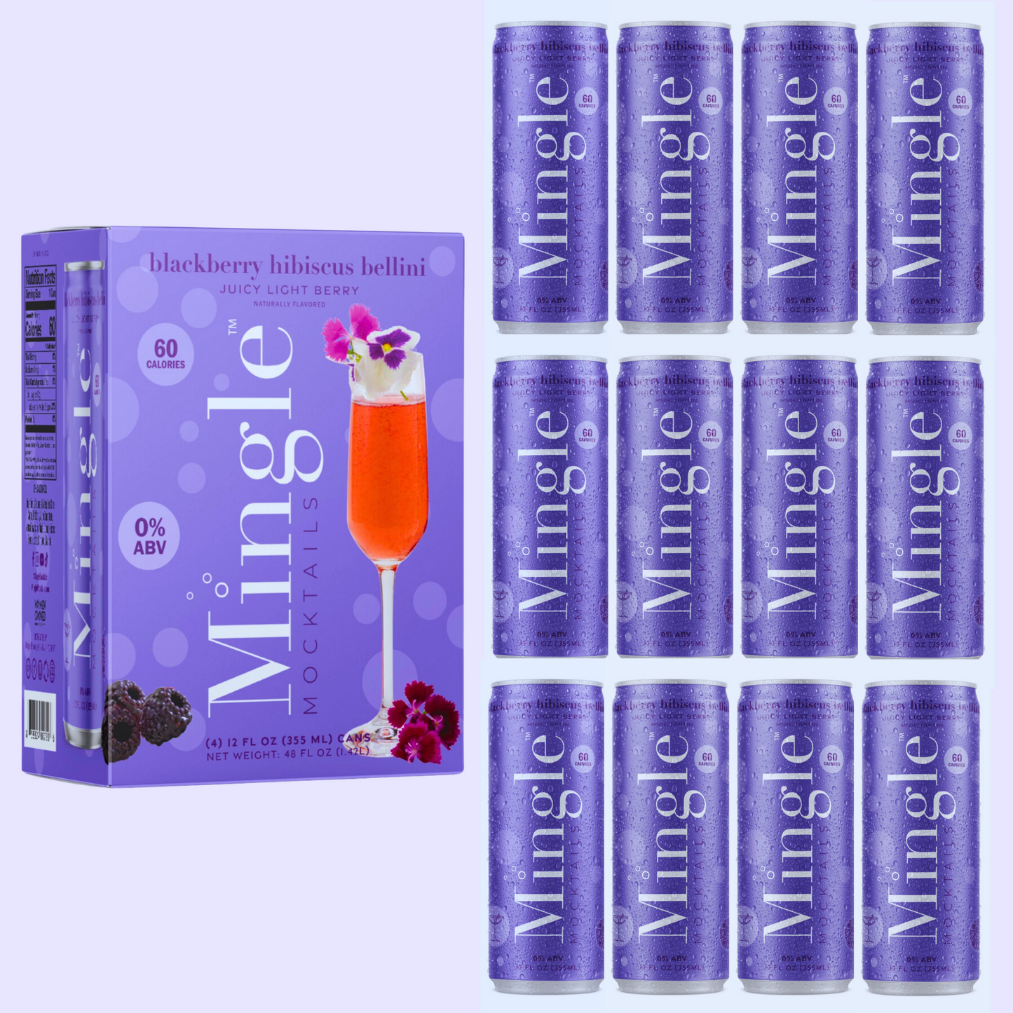 Mingle Mocktails Blackberry Hibiscus Bellini - Non Alcoholic Beverages