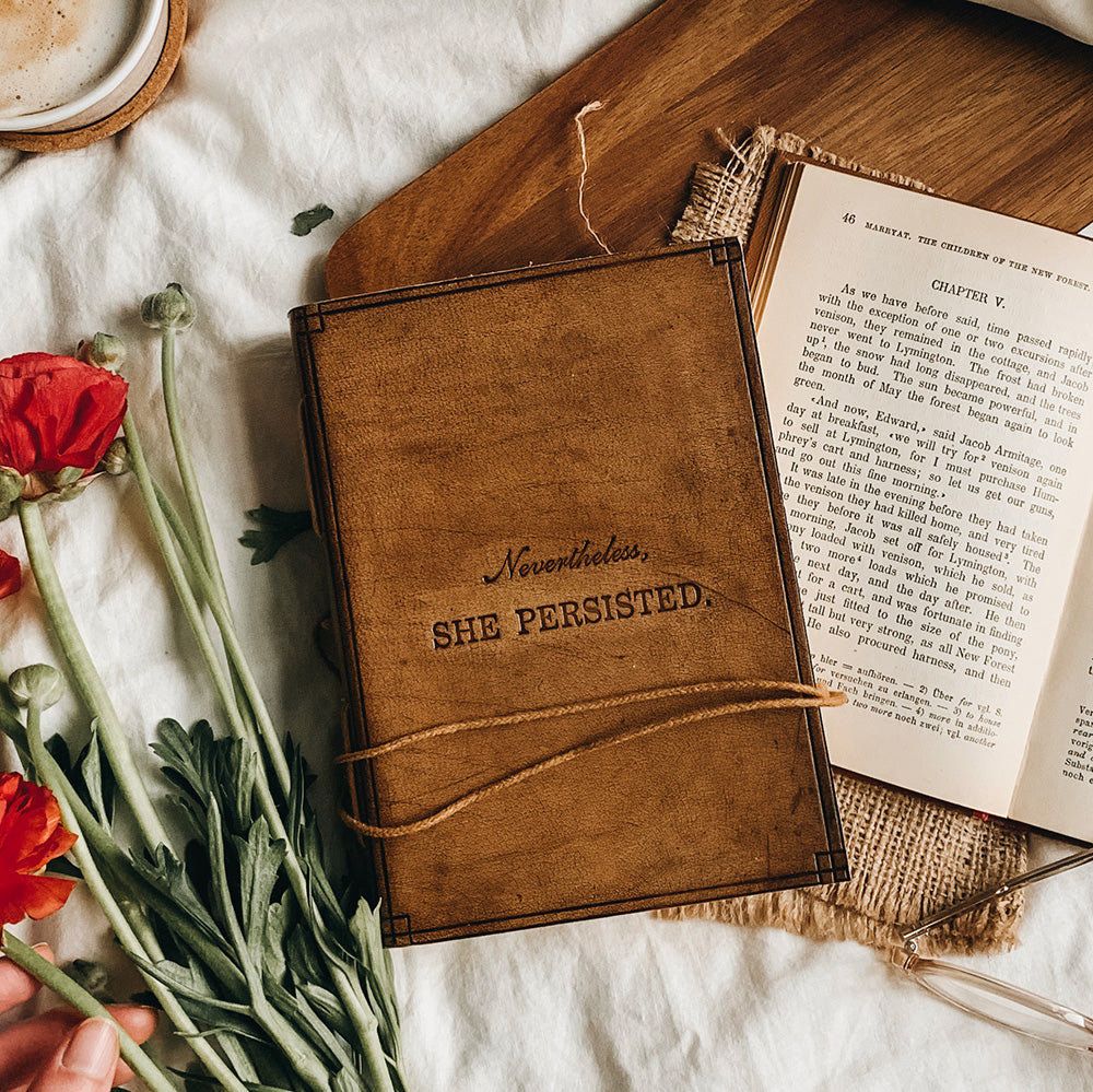 She Persisted Quote 7x5 Leather Journal