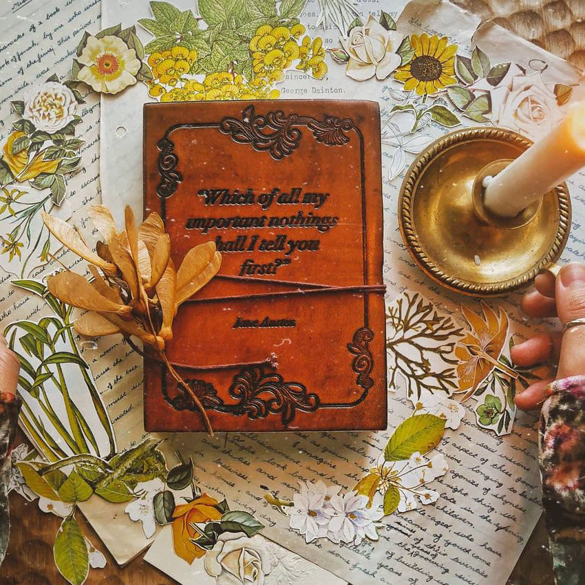 Important Nothings Jane Austen Quote 7x5 Leather Journal