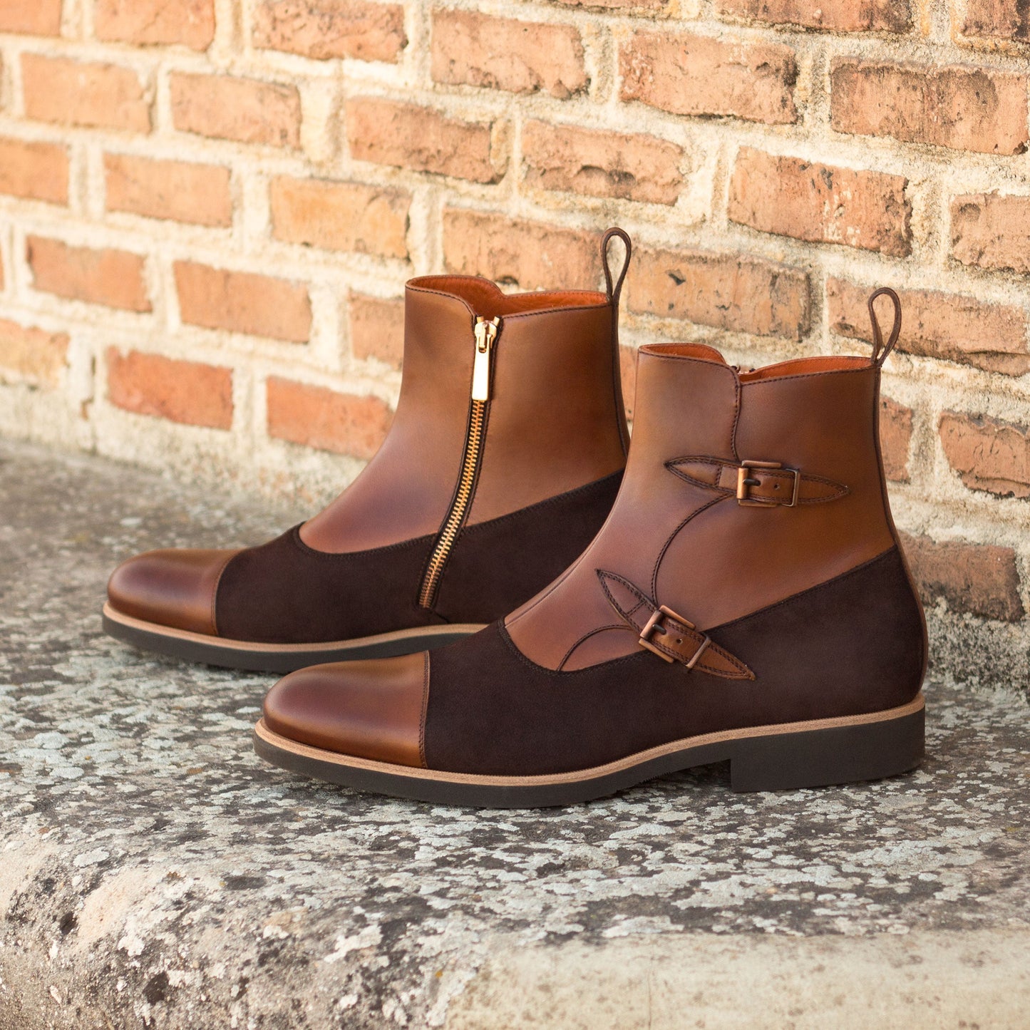 - OCTAVIAN - Unique Handcrafted Med Brown Painted Calf by Le Ruux