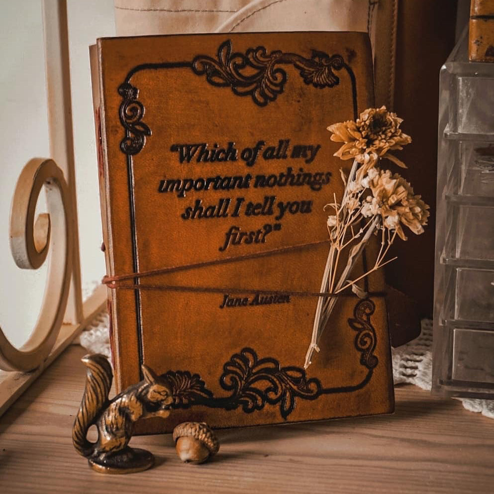 Important Nothings Jane Austen Quote 7x5 Leather Journal