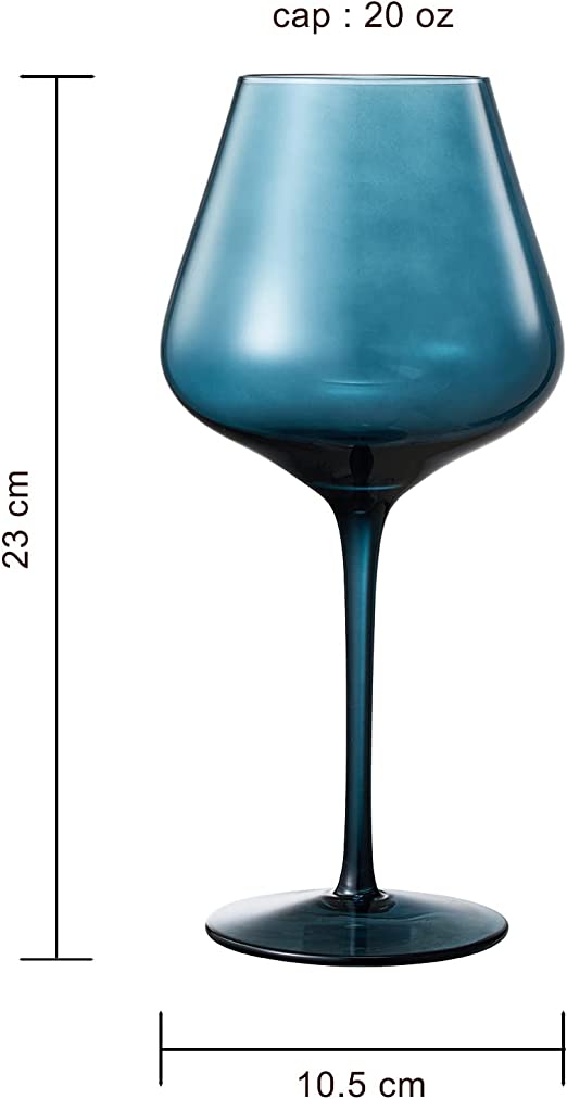 Colored Crystal Wine Glass Set of 6- 20 oz