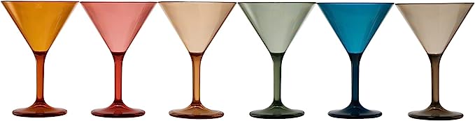 Unbreakable Pastel Color Acrylic Martini Glasses Set of 6 5 oz