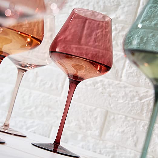Colored Crystal Wine Glass Set of 6- 20 oz