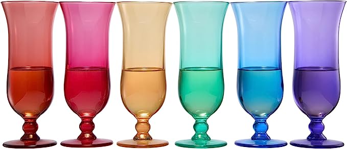 Shatterproof Color Hurricane Glasses Set of 6- 14 oz