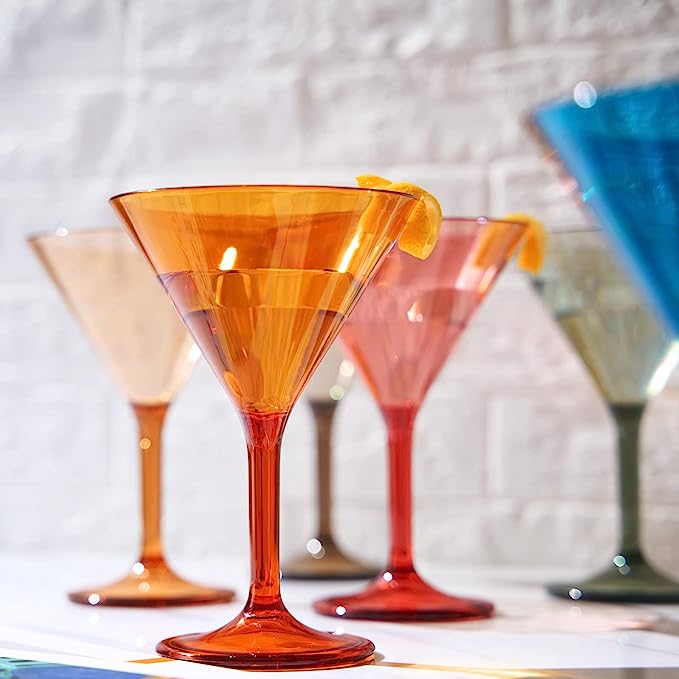 Unbreakable Pastel Color Acrylic Martini Glasses Set of 6 5 oz