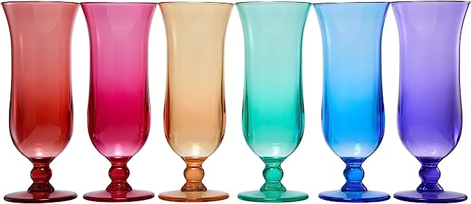 Shatterproof Color Hurricane Glasses Set of 6- 14 oz