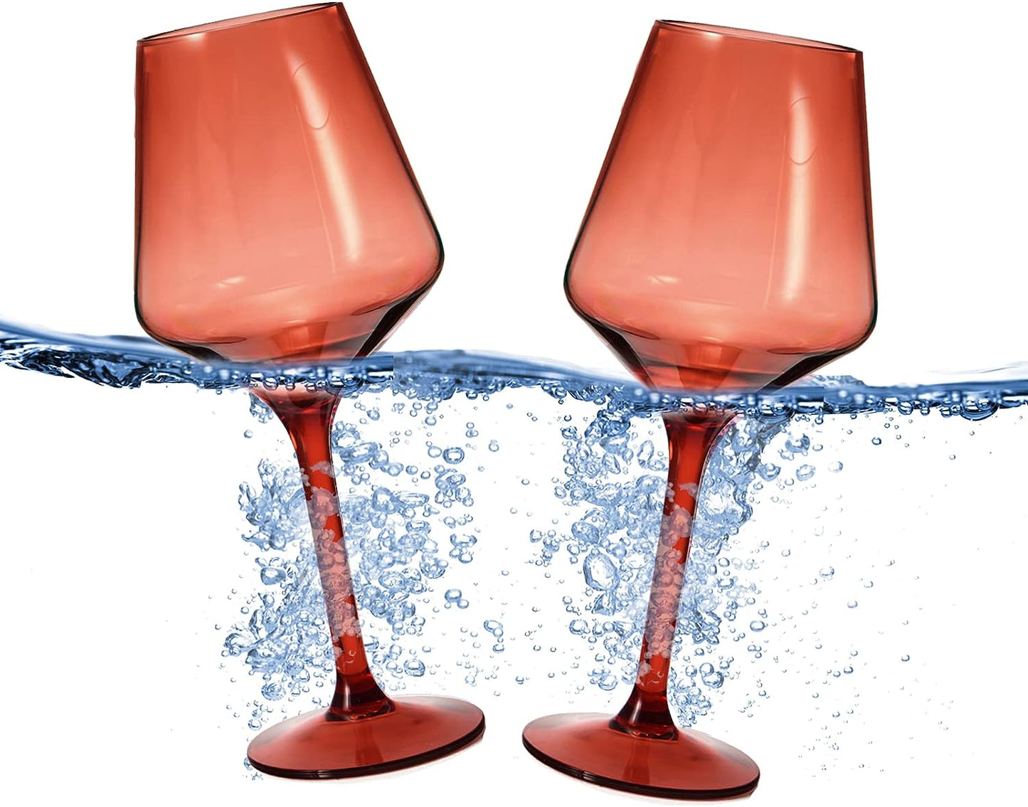 Floating Wine Glasses for Pool - Set of 2-15 OZ Shatterproof