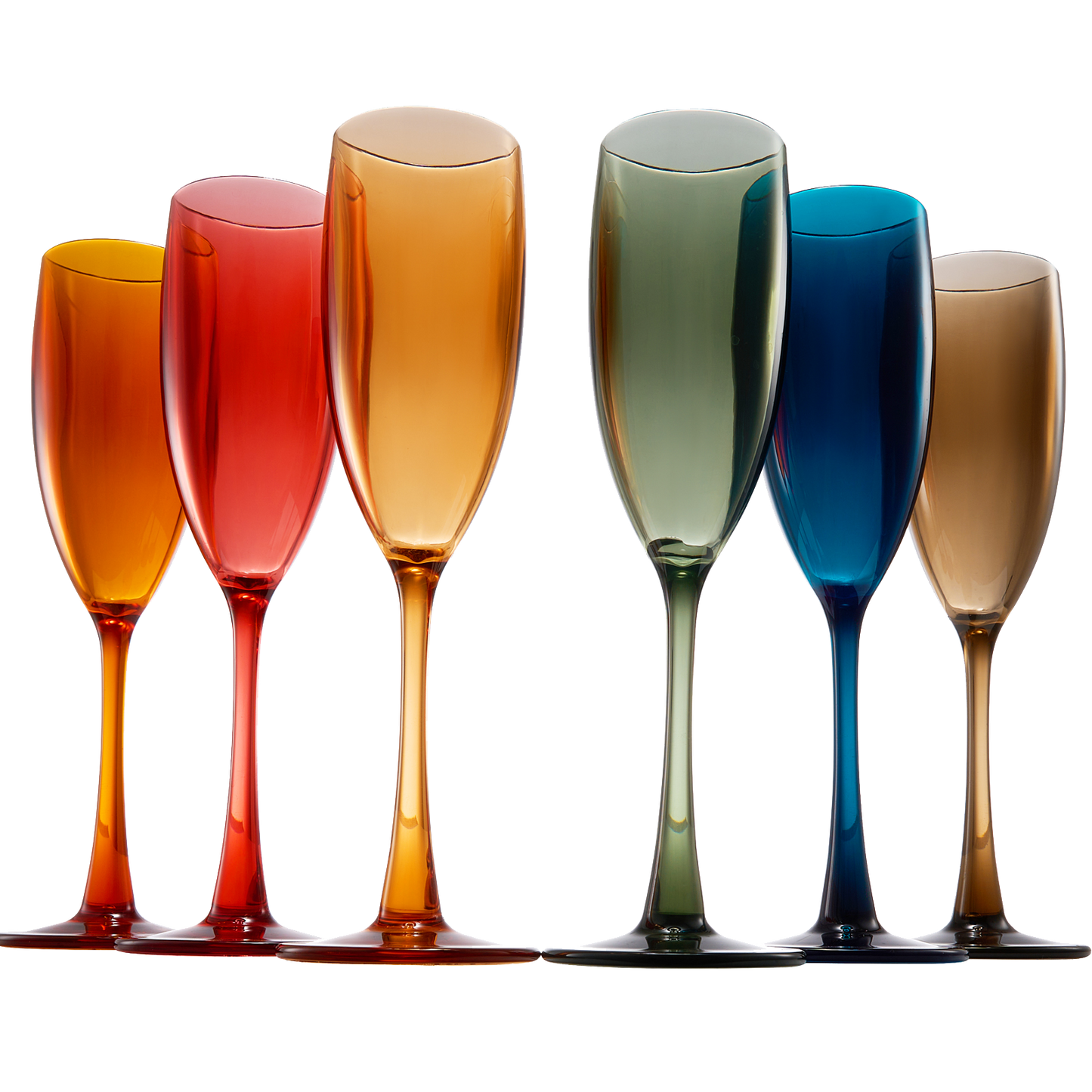 Shatterproof Pastel Color Acrylic Champagne Flutes Glasses Set of 6 5 oz