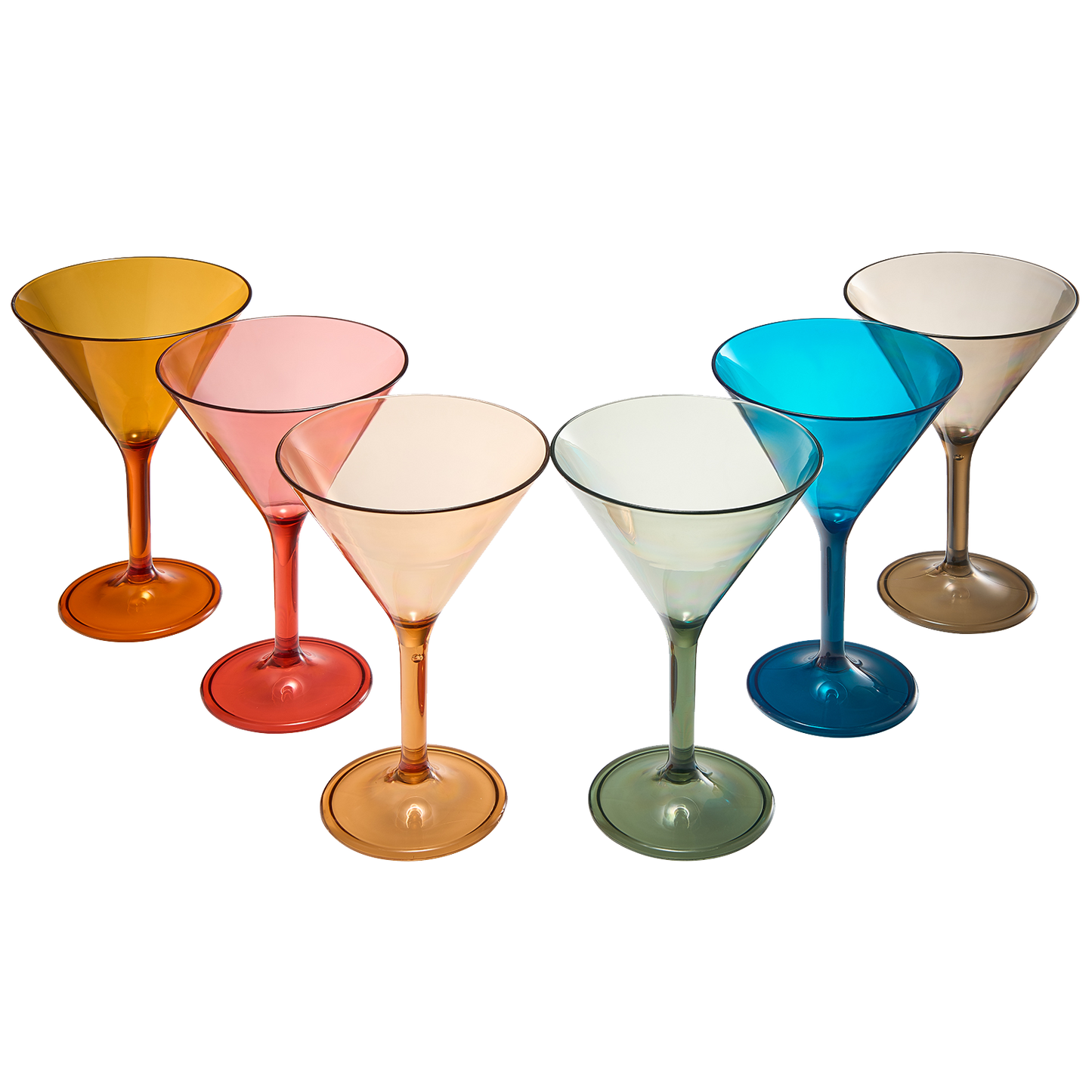 Unbreakable Pastel Color Acrylic Martini Glasses Set of 6 5 oz