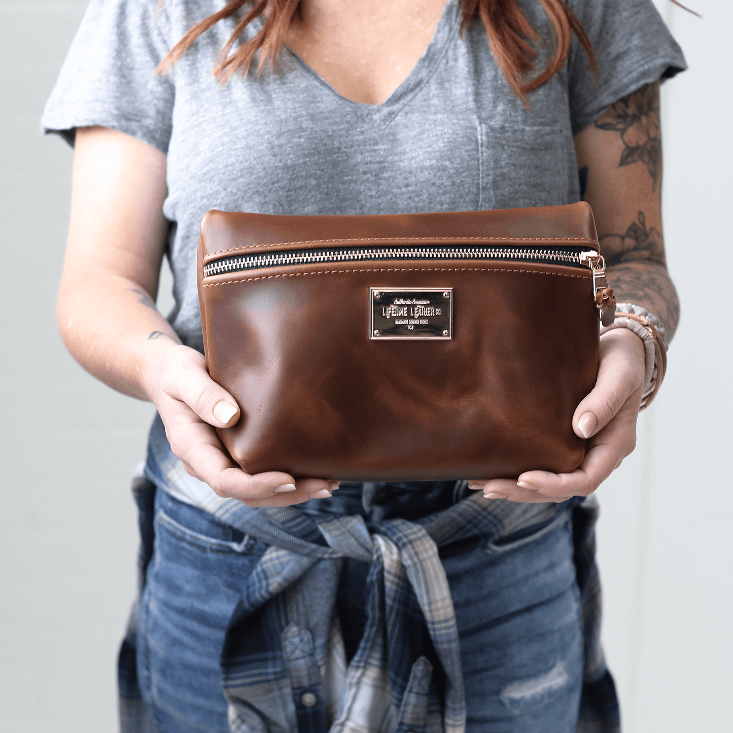 Smooth Leather Cosmetic Bag by Lifetime Leather Co