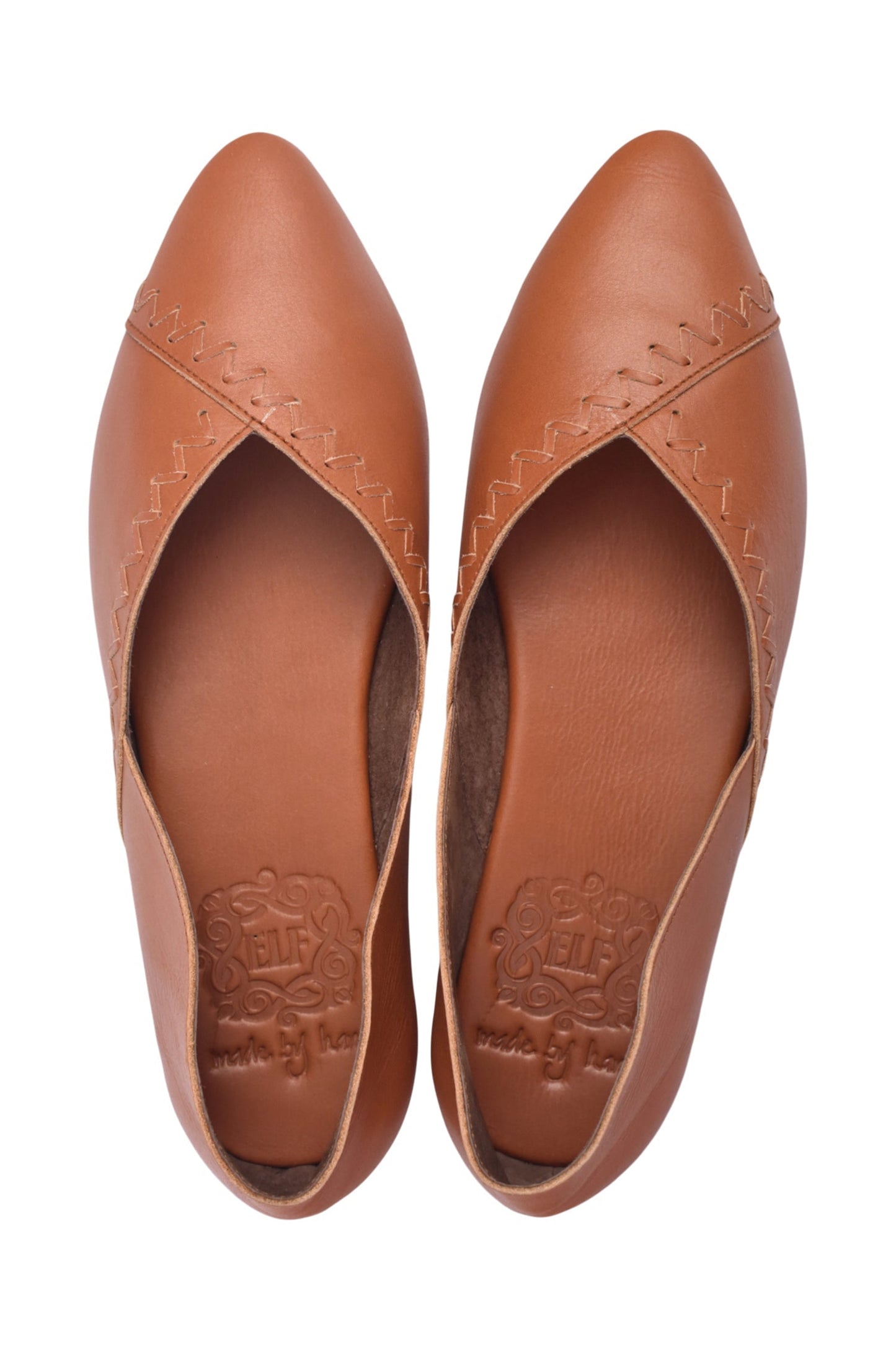 Elle Pointy Toe Leather Ballet Flats by ELF