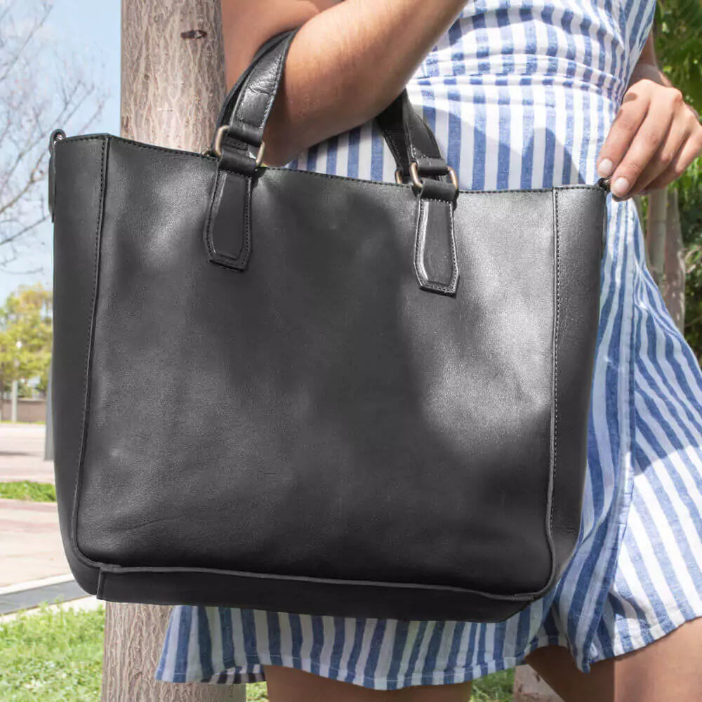 Ellington Leather Market Tote w/ Zippered Pouch by Mission Mercantile Leather Goods