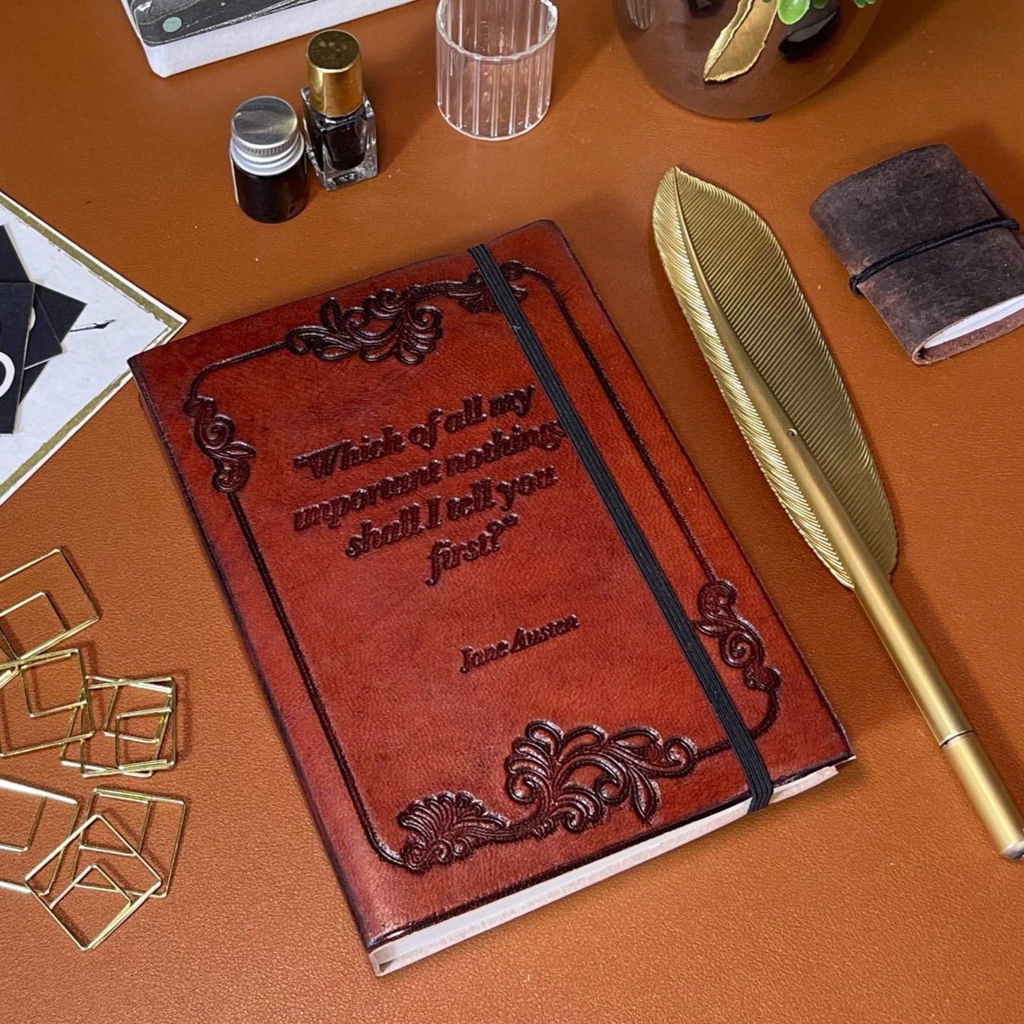 Important Nothings Jane Austen Quote 7x5 Leather Journal