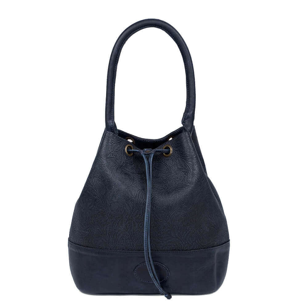 Tooled Leather Bucket Bag by Mission Mercantile Leather Goods
