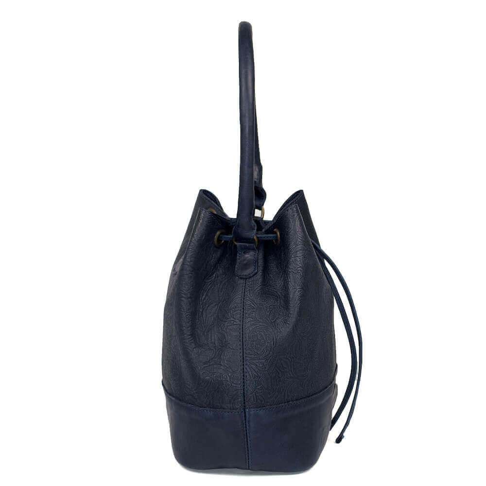 Tooled Leather Bucket Bag by Mission Mercantile Leather Goods