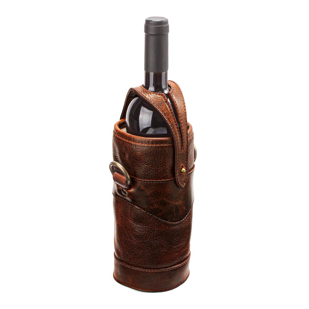Campaign Leather Wine Tote Carrier by Mission Mercantile Leather Goods