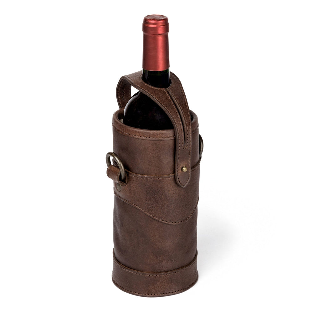 Campaign Leather Wine Tote Carrier by Mission Mercantile Leather Goods