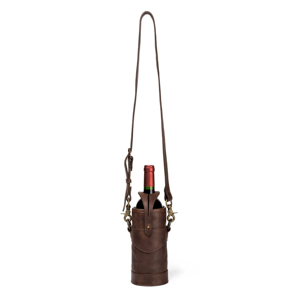 Campaign Leather Wine Tote Carrier by Mission Mercantile Leather Goods