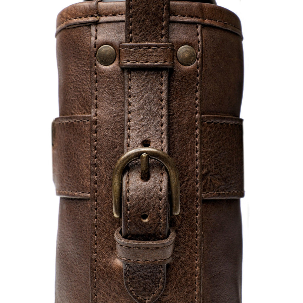 Campaign Leather Wine Tote Carrier by Mission Mercantile Leather Goods