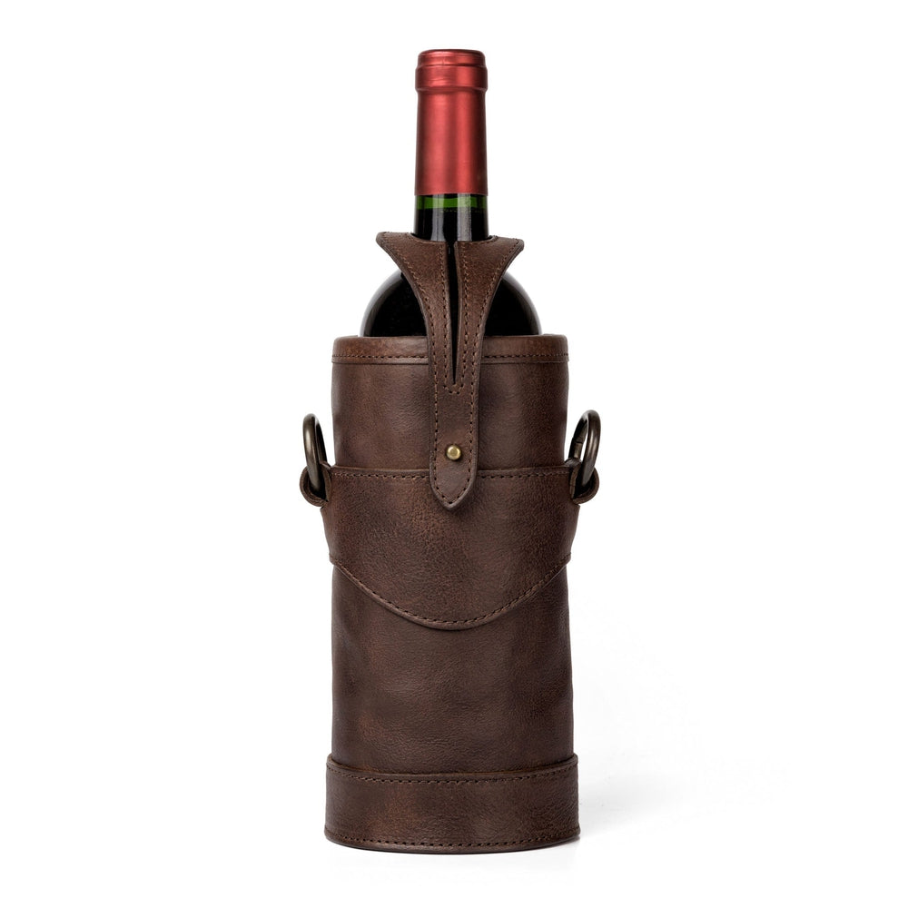 Campaign Leather Wine Tote Carrier by Mission Mercantile Leather Goods