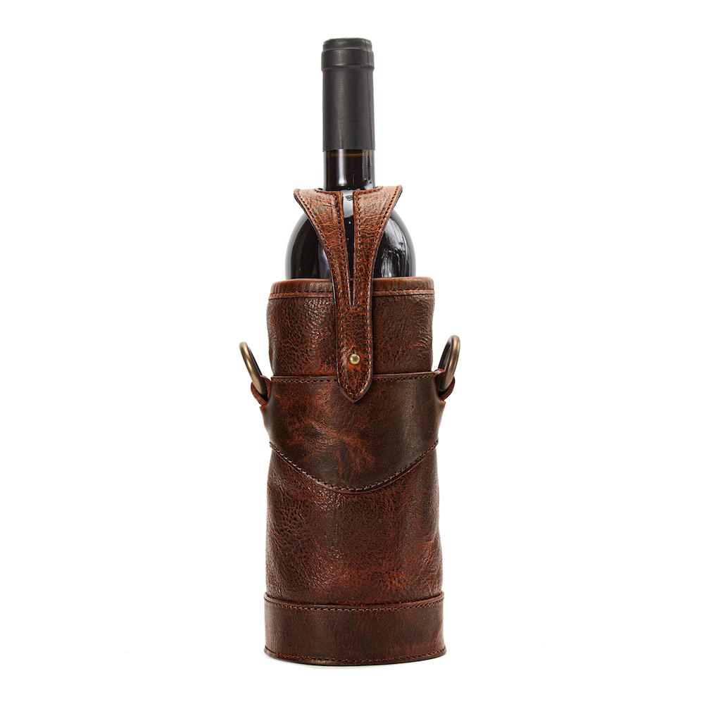 Campaign Leather Wine Tote Carrier by Mission Mercantile Leather Goods