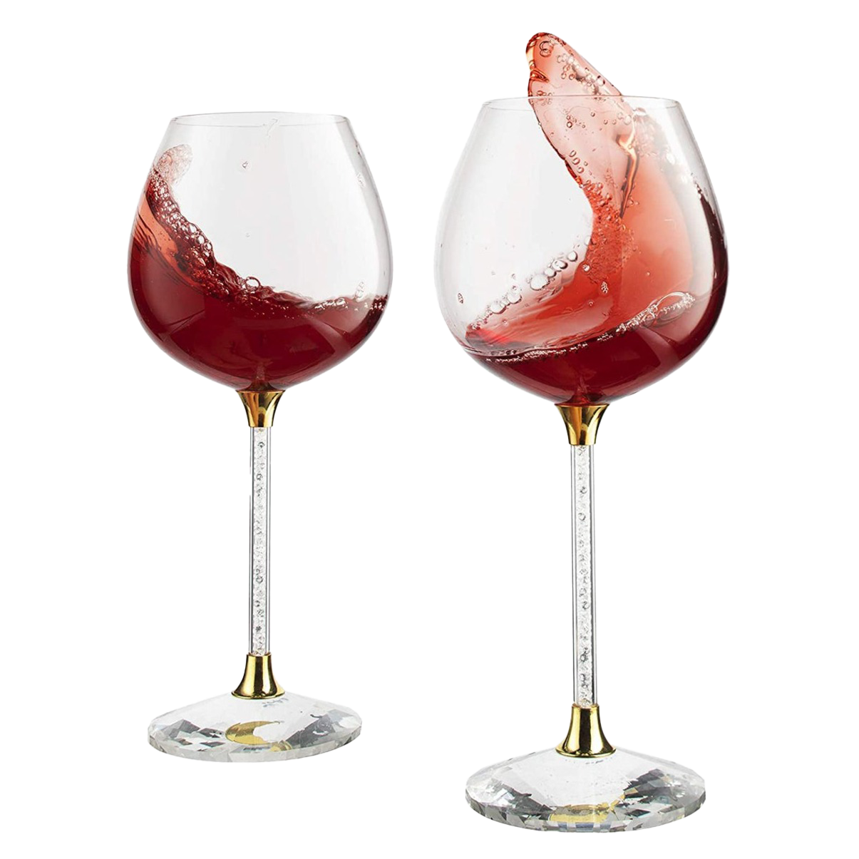 Diamond Filled Stem Crystal Wine Glasses 18oz