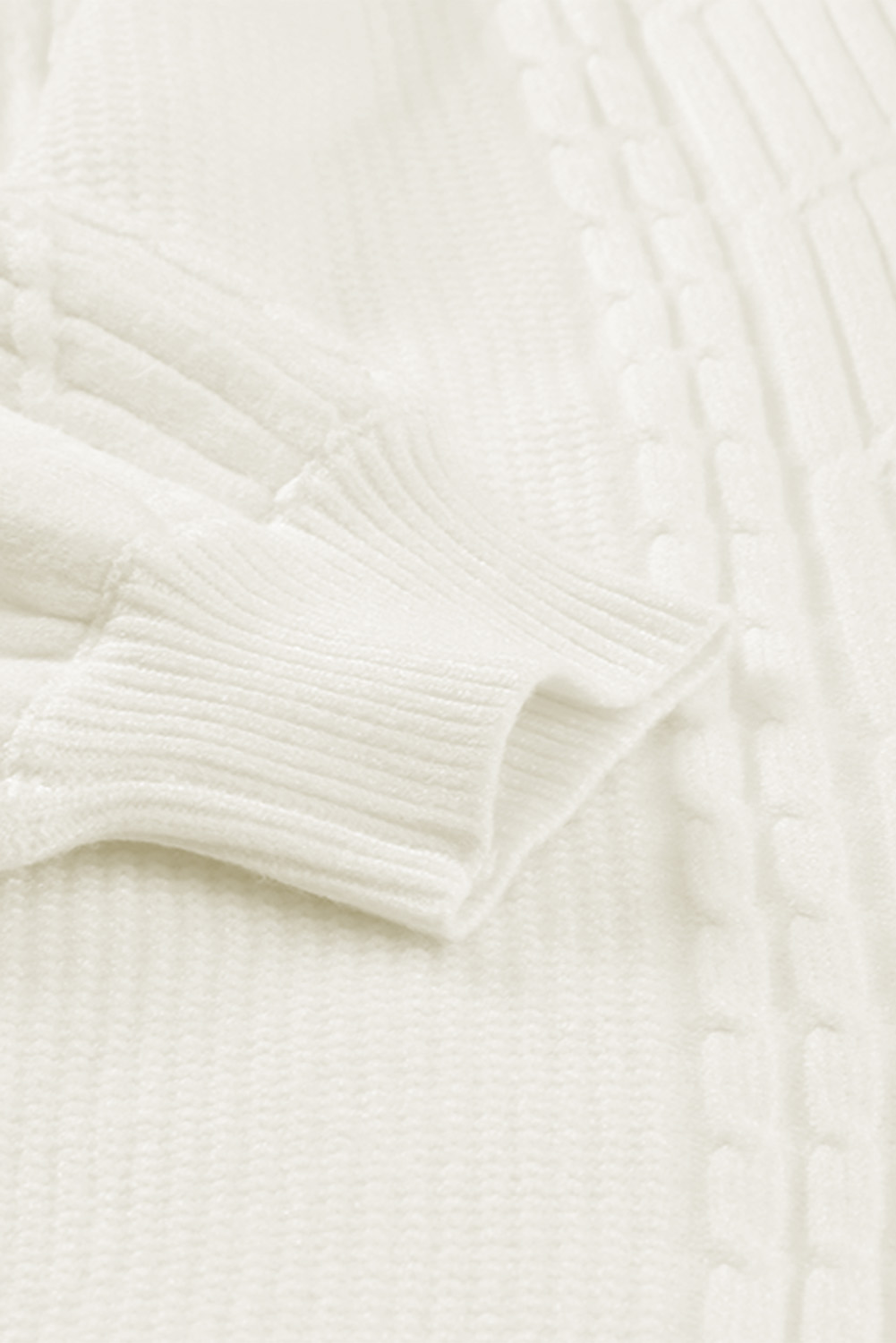 Beige Wrap V Neck Lantern Sleeve Textured Sweater by BYNES NEW YORK | Apparel & Accessories
