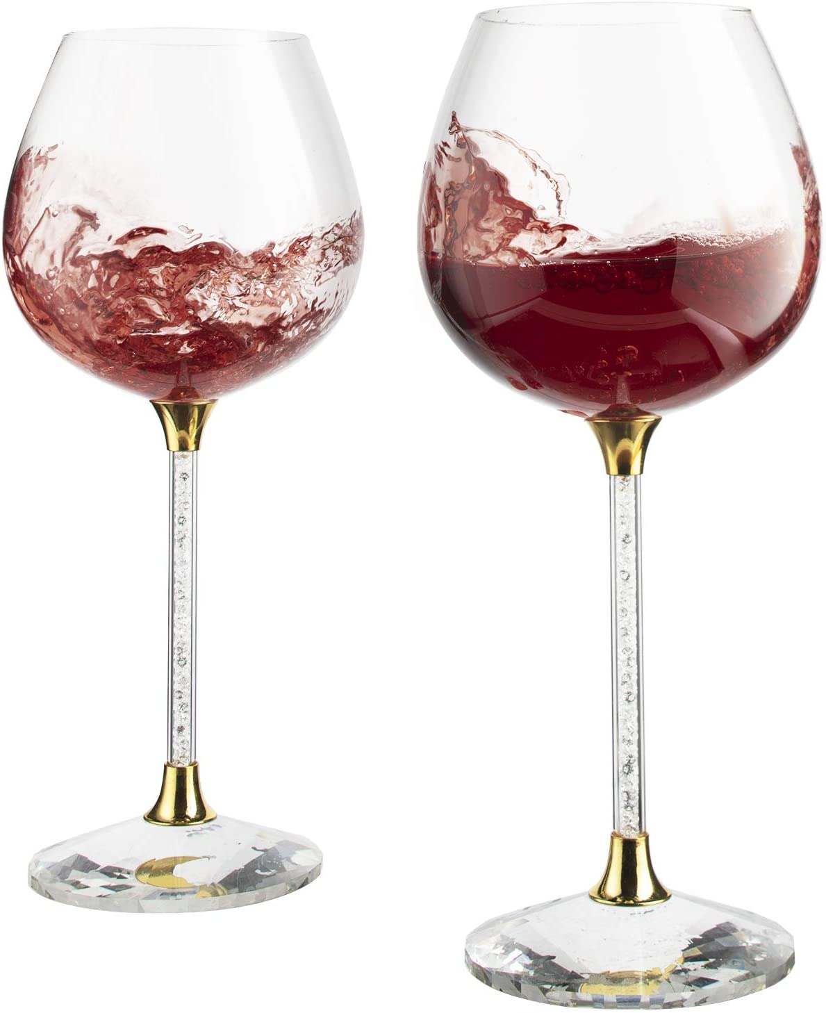Diamond Filled Stem Crystal Wine Glasses 18oz