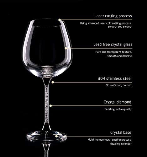 Diamond Filled Stem Crystal Wine Glasses 18oz