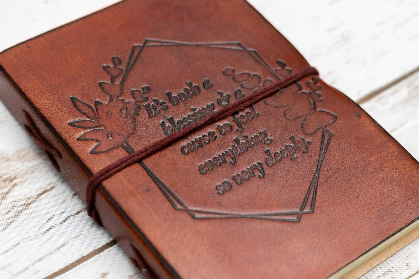 Feel Deeply Quote 7x5 Leather Journal