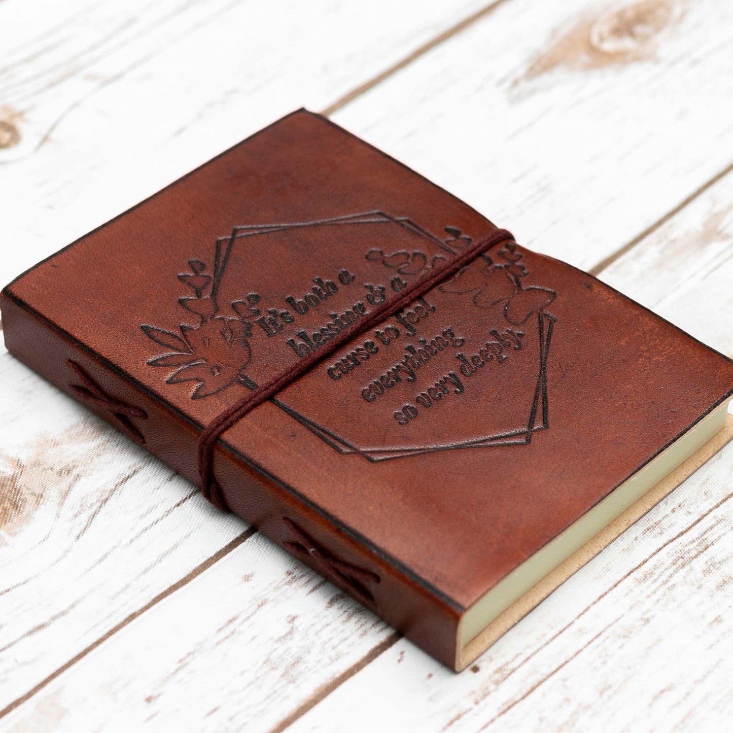 Feel Deeply Quote 7x5 Leather Journal