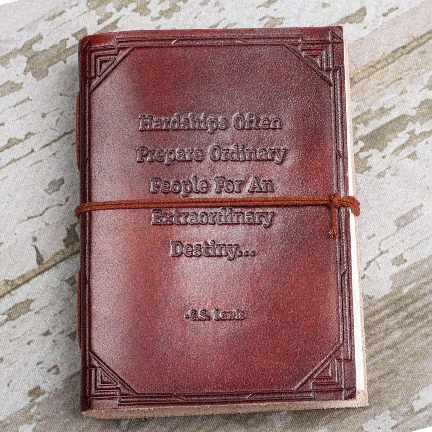 Hardships And Extraordinary Journey C.S. Lewis Quote  7x5 Leather Journal