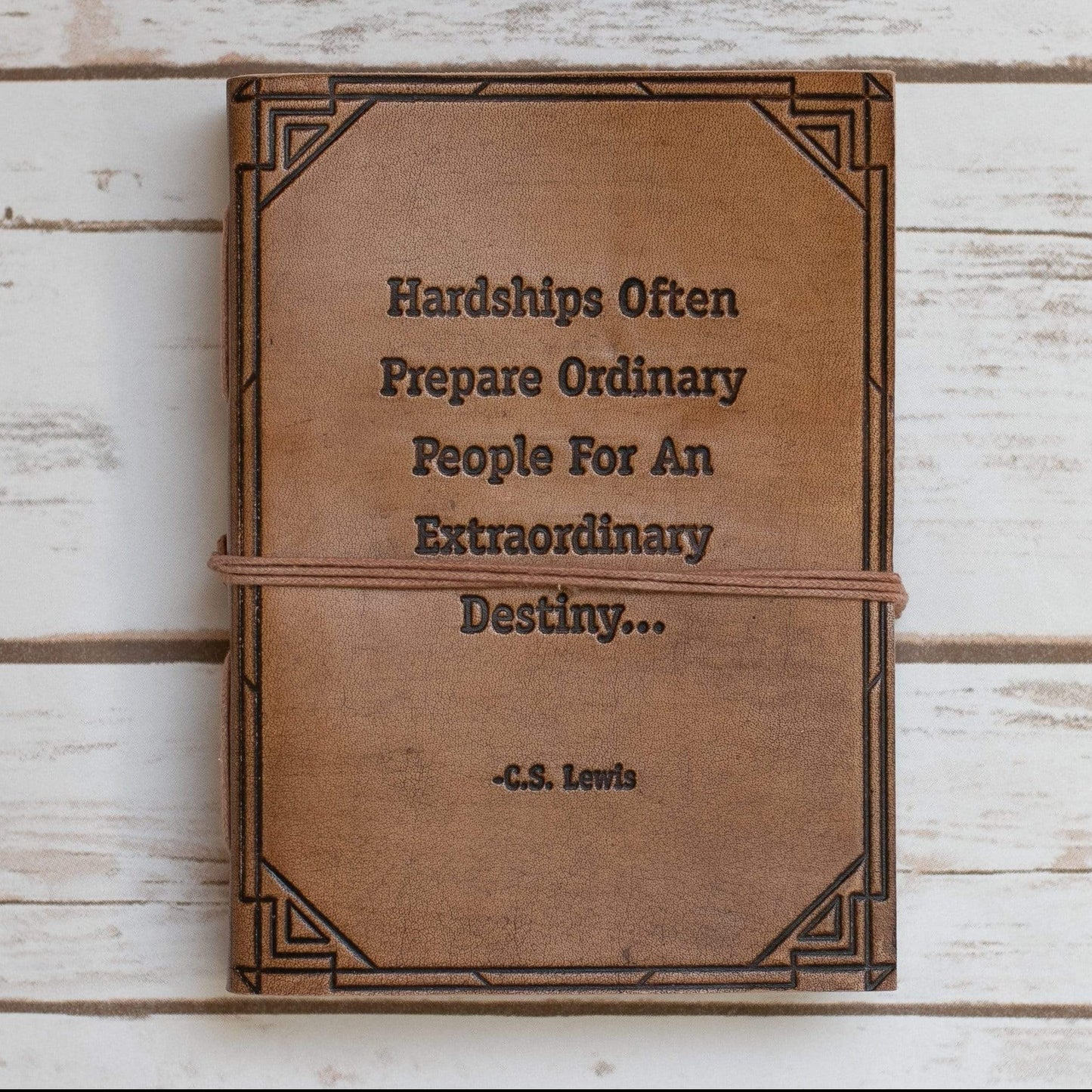 Hardships And Extraordinary Journey C.S. Lewis Quote  7x5 Leather Journal