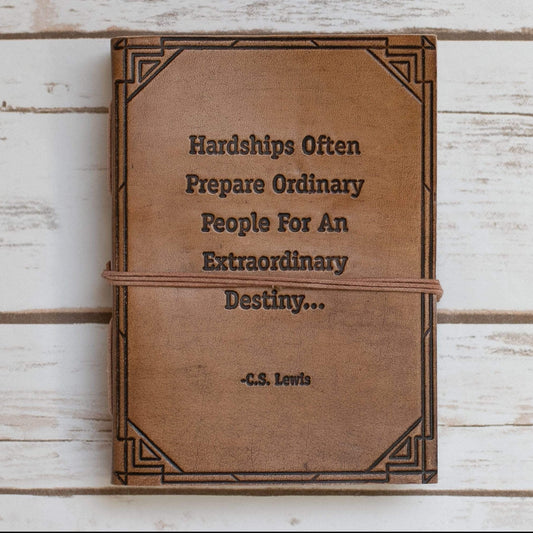 Hardships And Extraordinary Journey C.S. Lewis Quote  7x5 Leather Journal