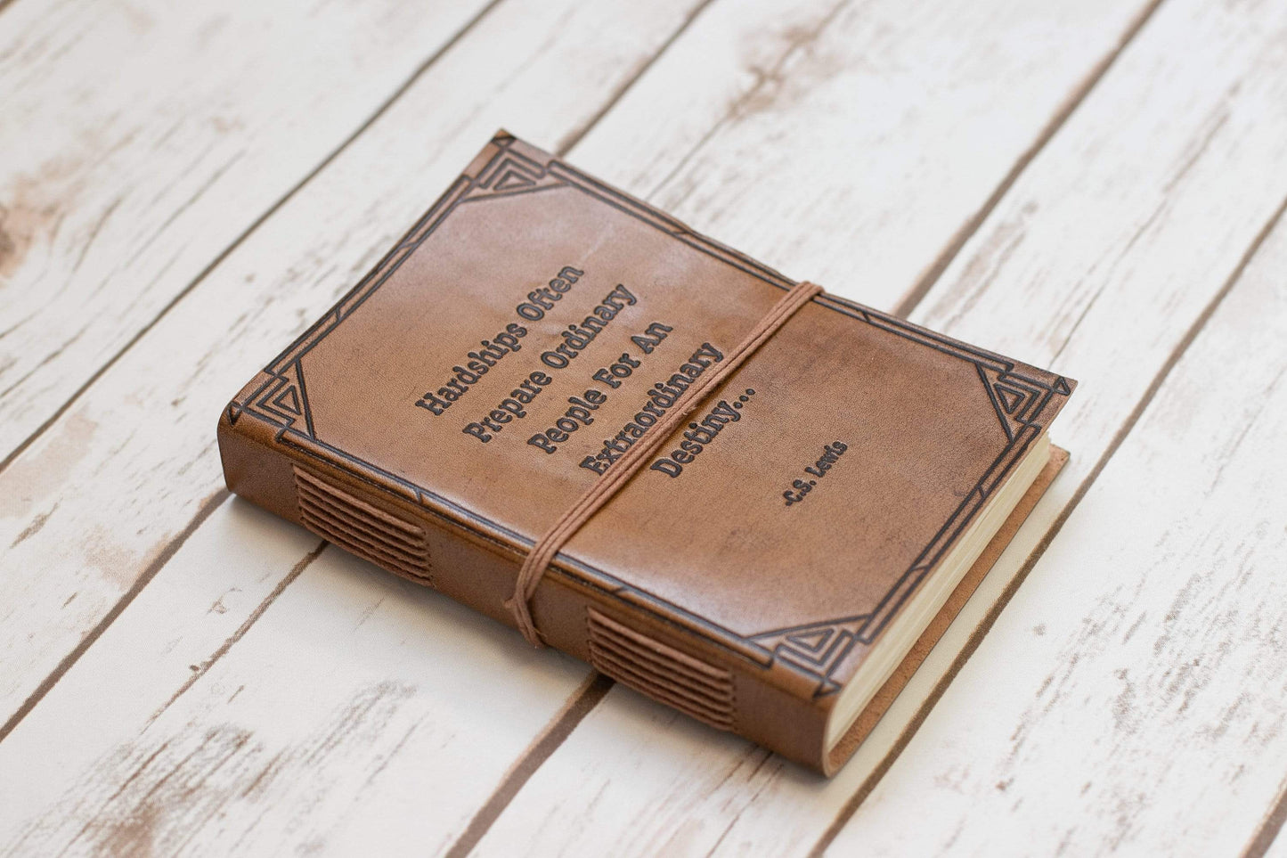 Hardships And Extraordinary Journey C.S. Lewis Quote  7x5 Leather Journal