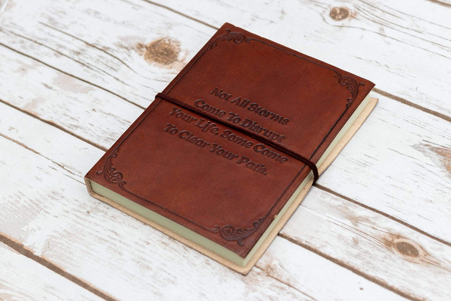 Not All Storms Come To Disrupt Quote 8x6 Leather Journal