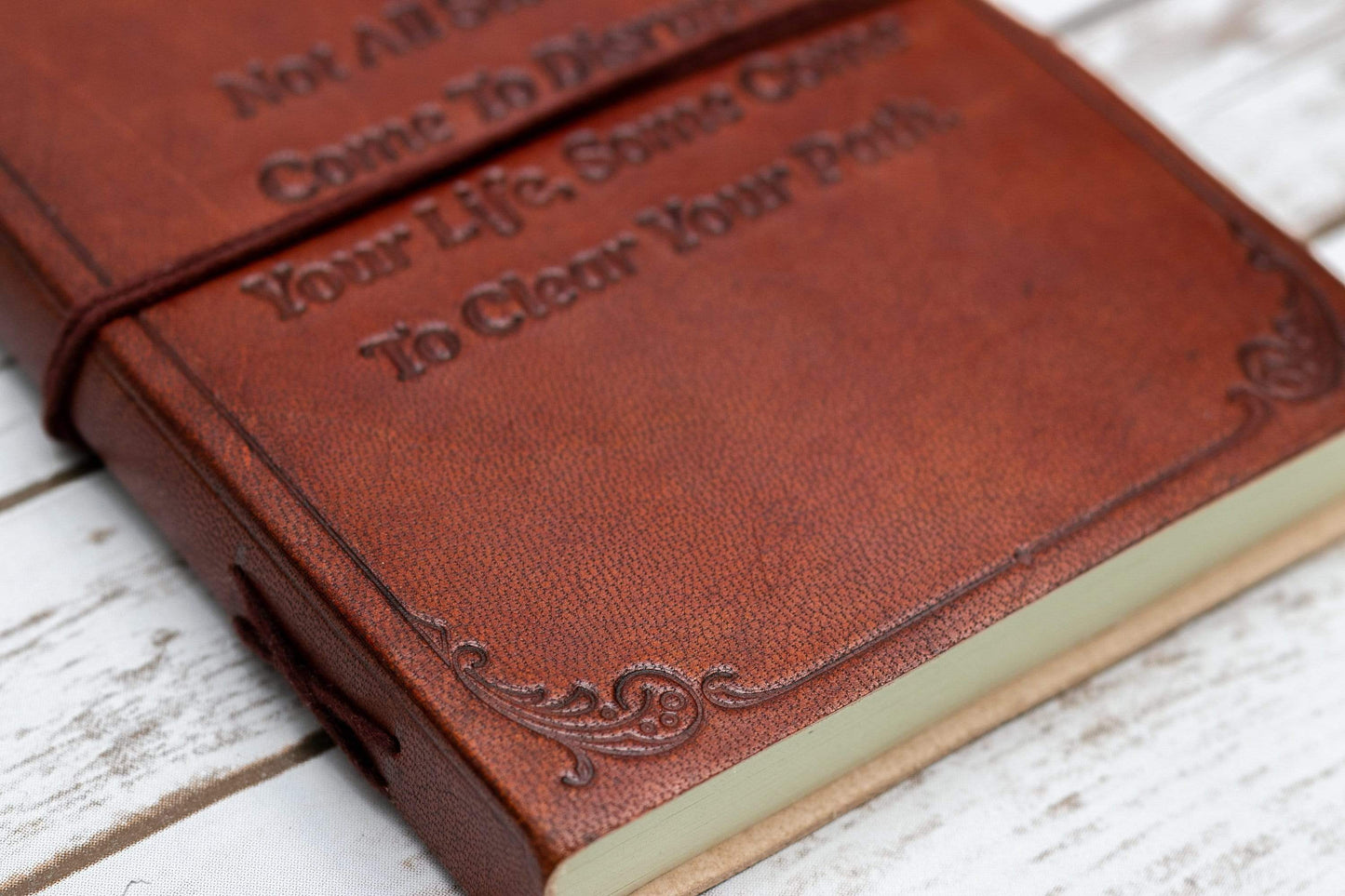 Not All Storms Come To Disrupt Quote 8x6 Leather Journal