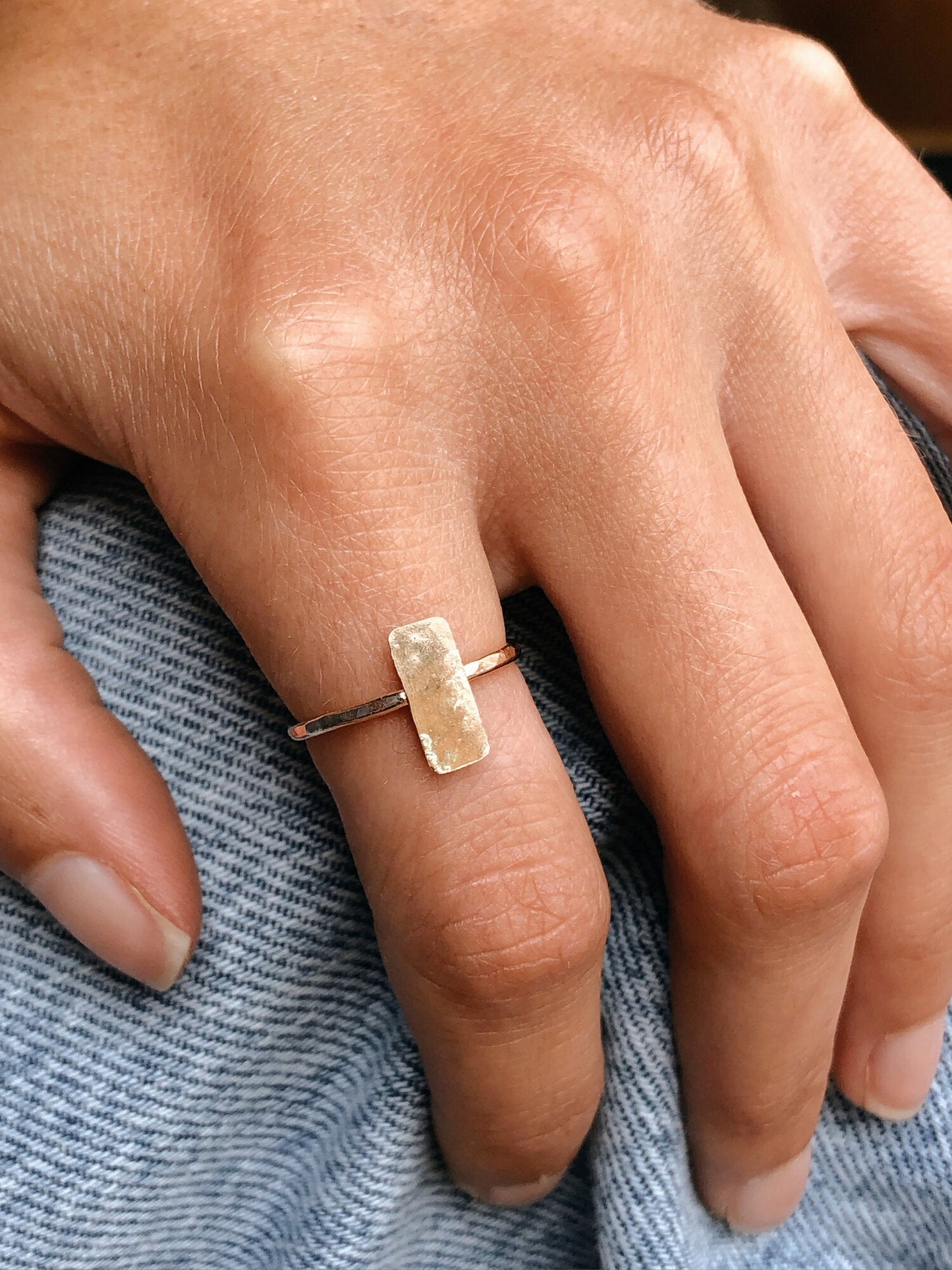 Hammered Vertical Bar Ring
