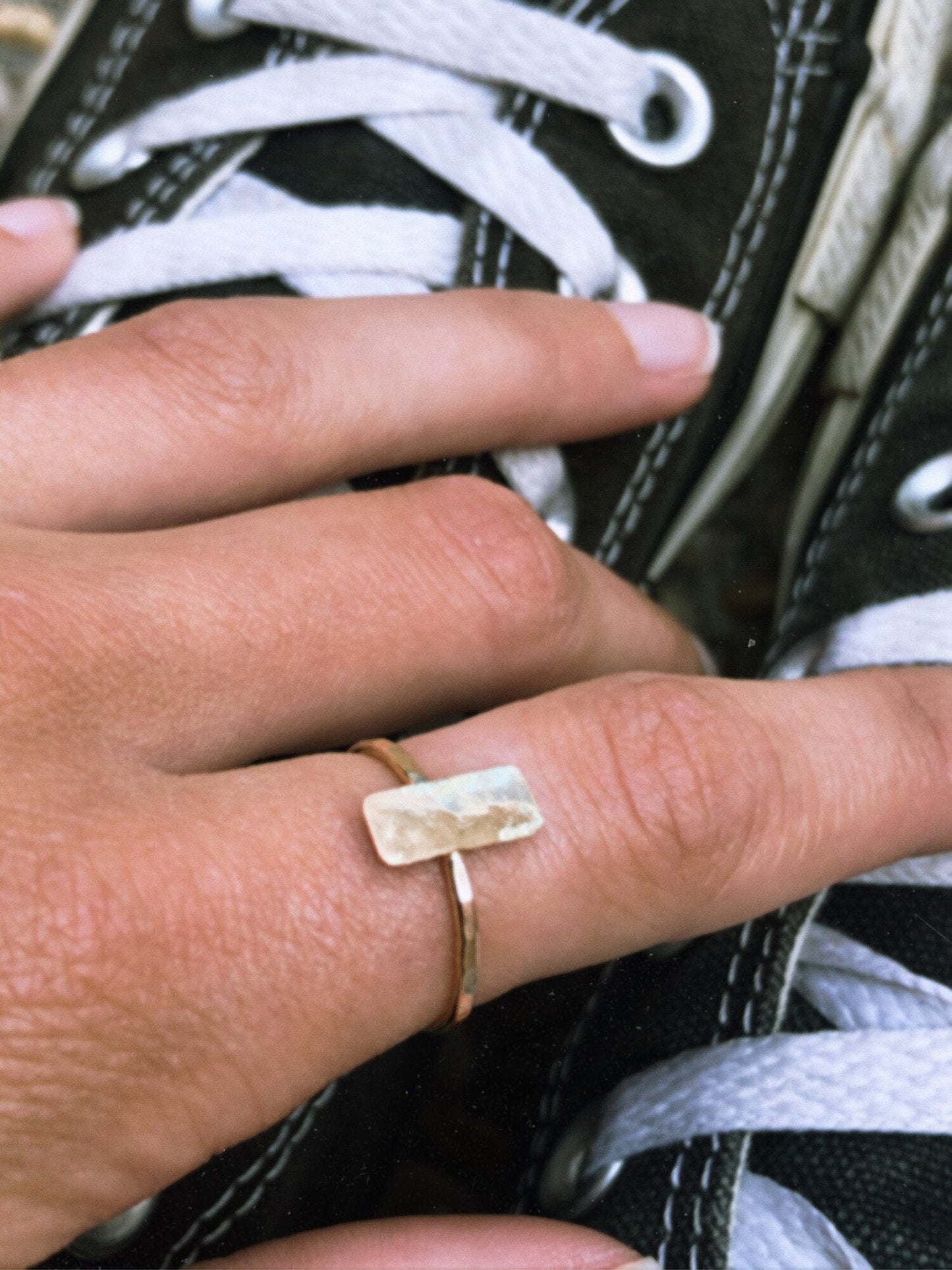 Hammered Vertical Bar Ring