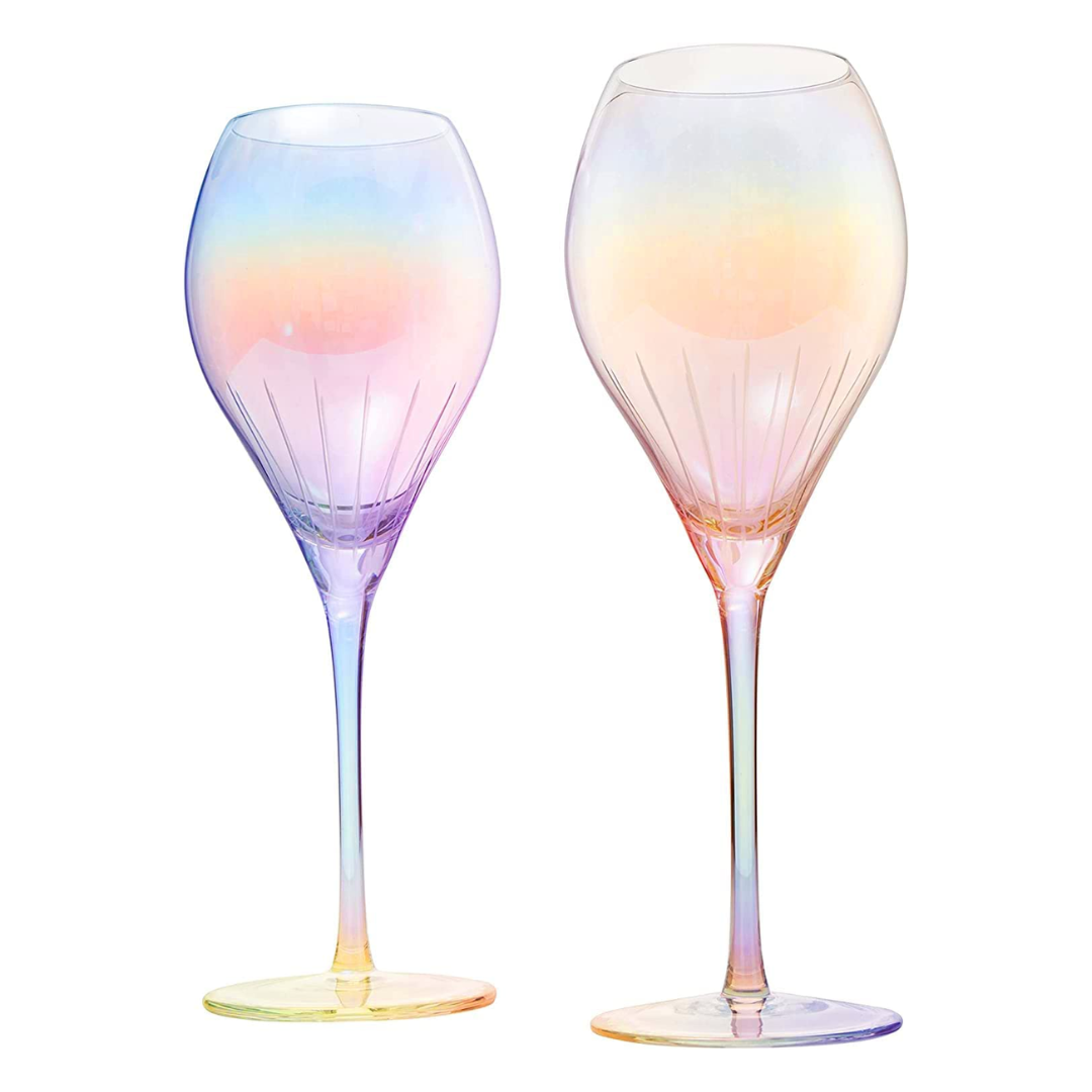 French Paris Collection Crystal Pink Champagne Flutes 5.6 oz Set Of 2