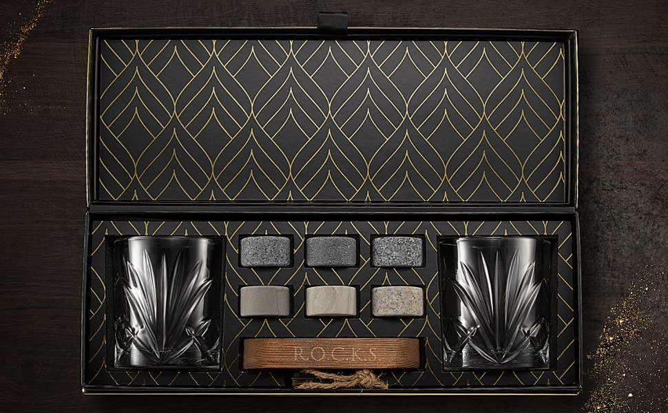 R.O.C.K.S. Whiskey Chilling Stones The Connoisseur's Set - Palm Glass Edition