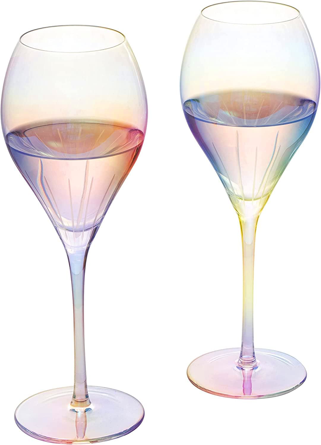 French Paris Collection Crystal Pink Champagne Flutes 5.6 oz Set Of 2