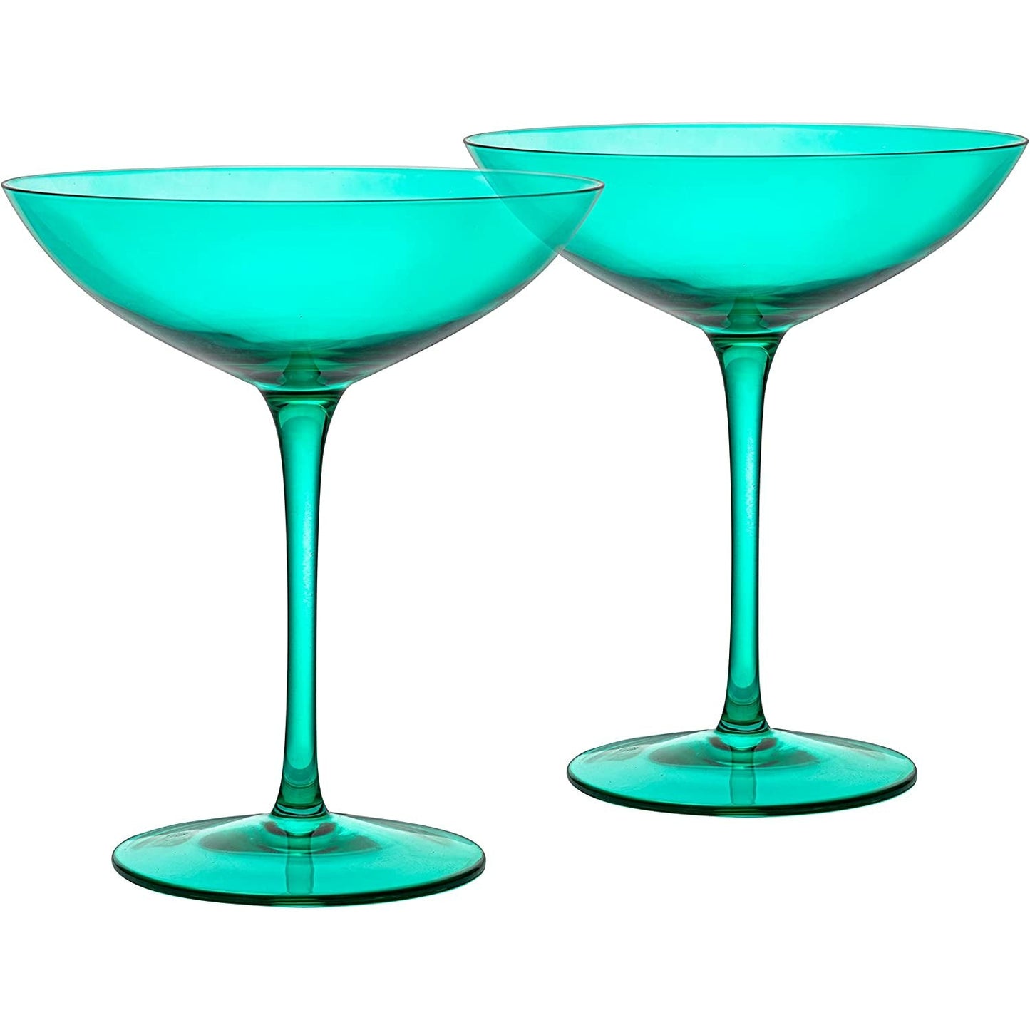 Champagne Colored Coupe Glasses 12 oz Set of 2 (Teal)