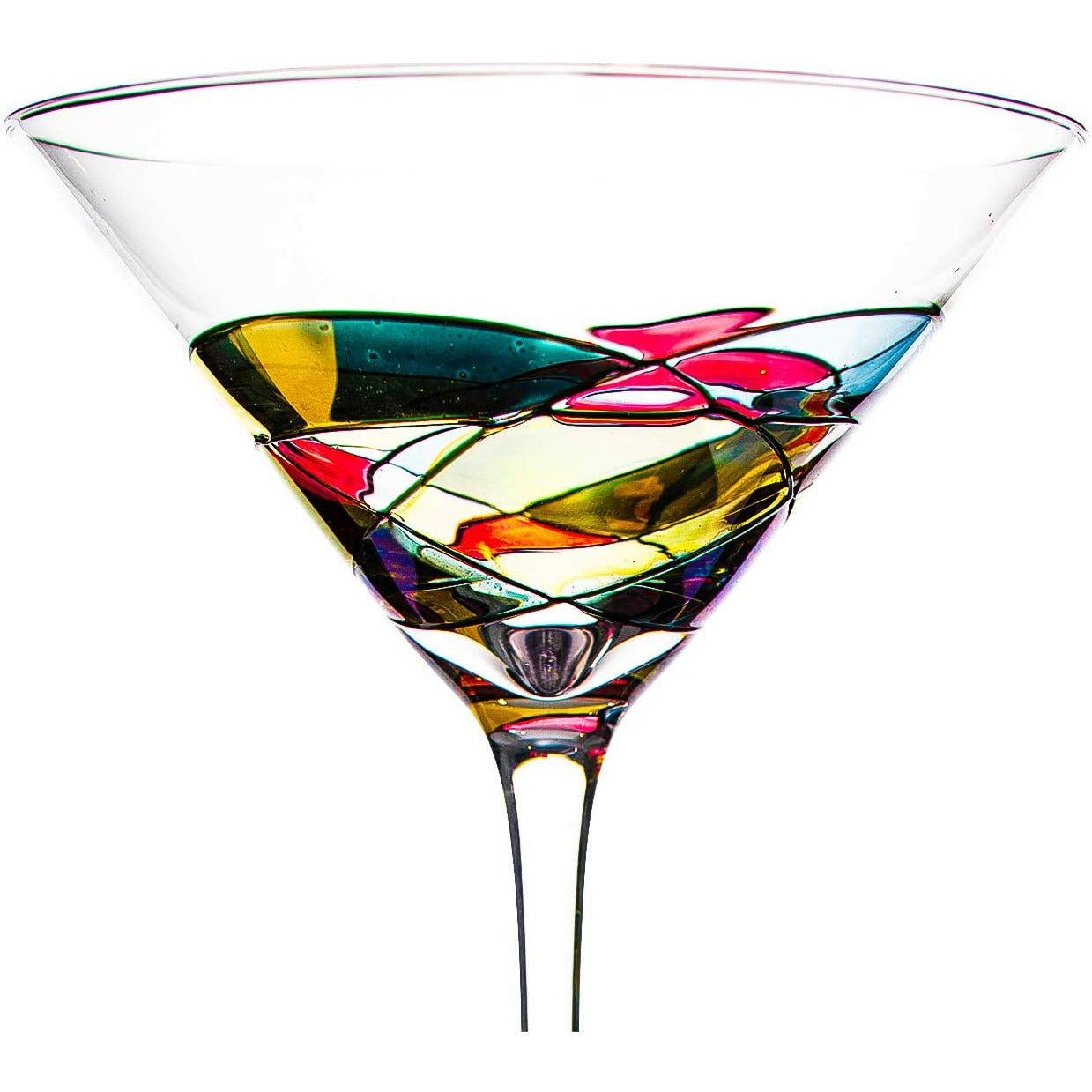 Hand Painted Stained Glass Martini Glasses 8 oz Set Of 2
