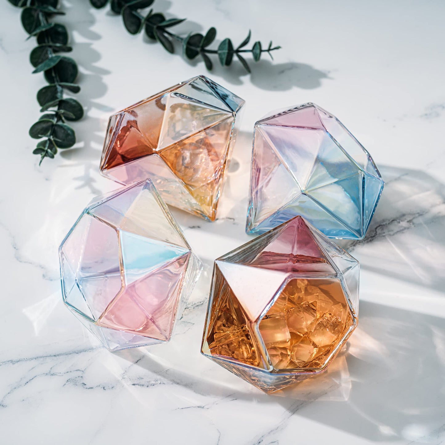 Iridescent Diamond Glasses 10 oz Set of 4