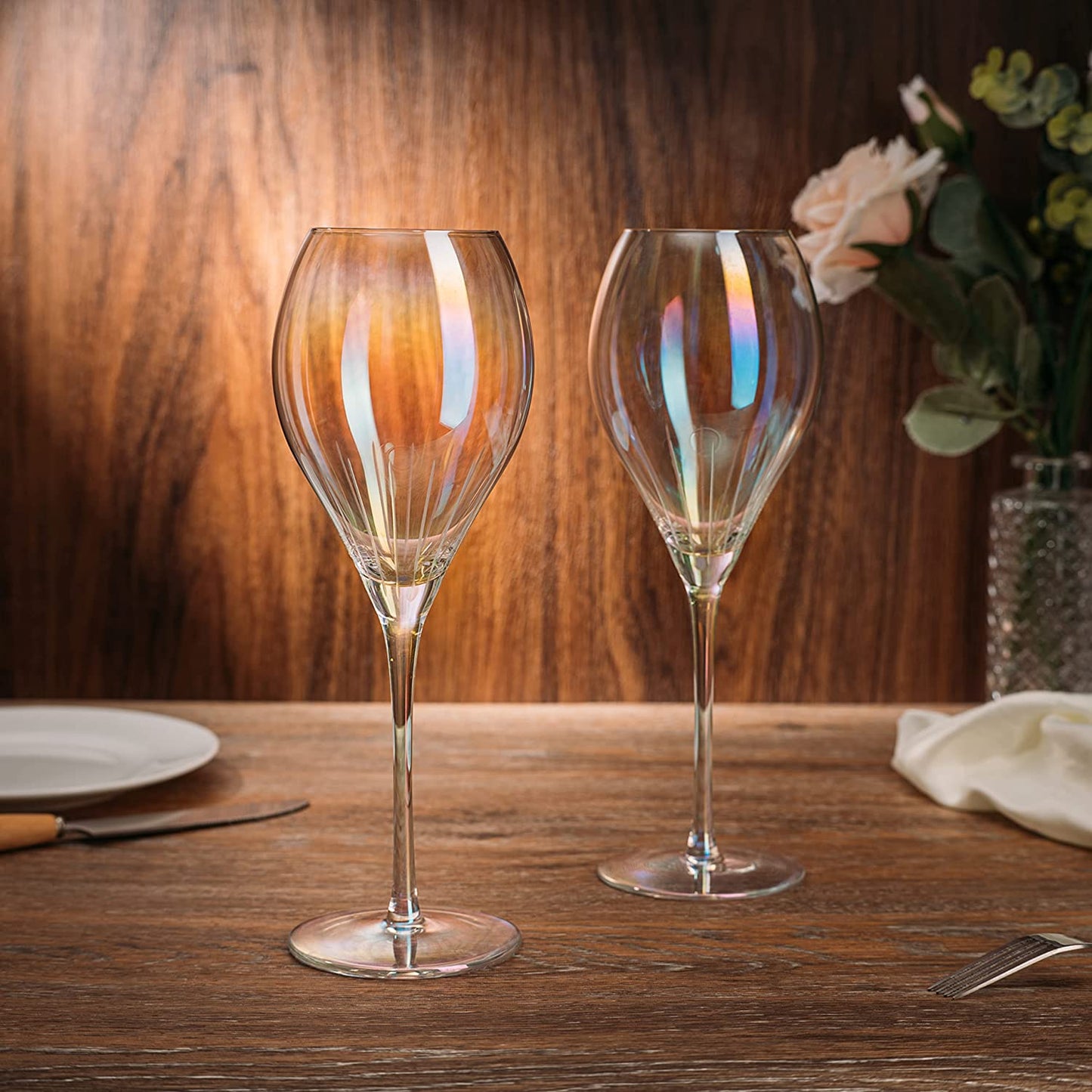 French Paris Collection Crystal Pink Champagne Flutes 5.6 oz Set Of 2