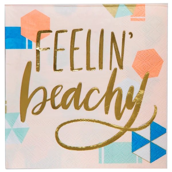 Feelin' Beachy Foil Party/Beverage/Cocktail Napkins | 9.75" square by The Bullish Store