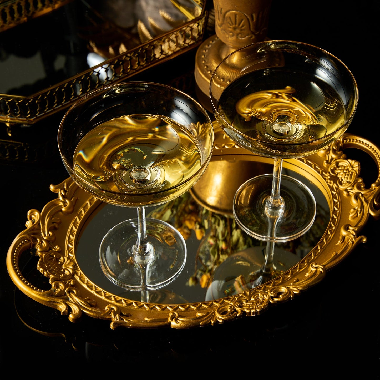 Crystal Gold Rim Coupe Glass 9 oz Set Of 2
