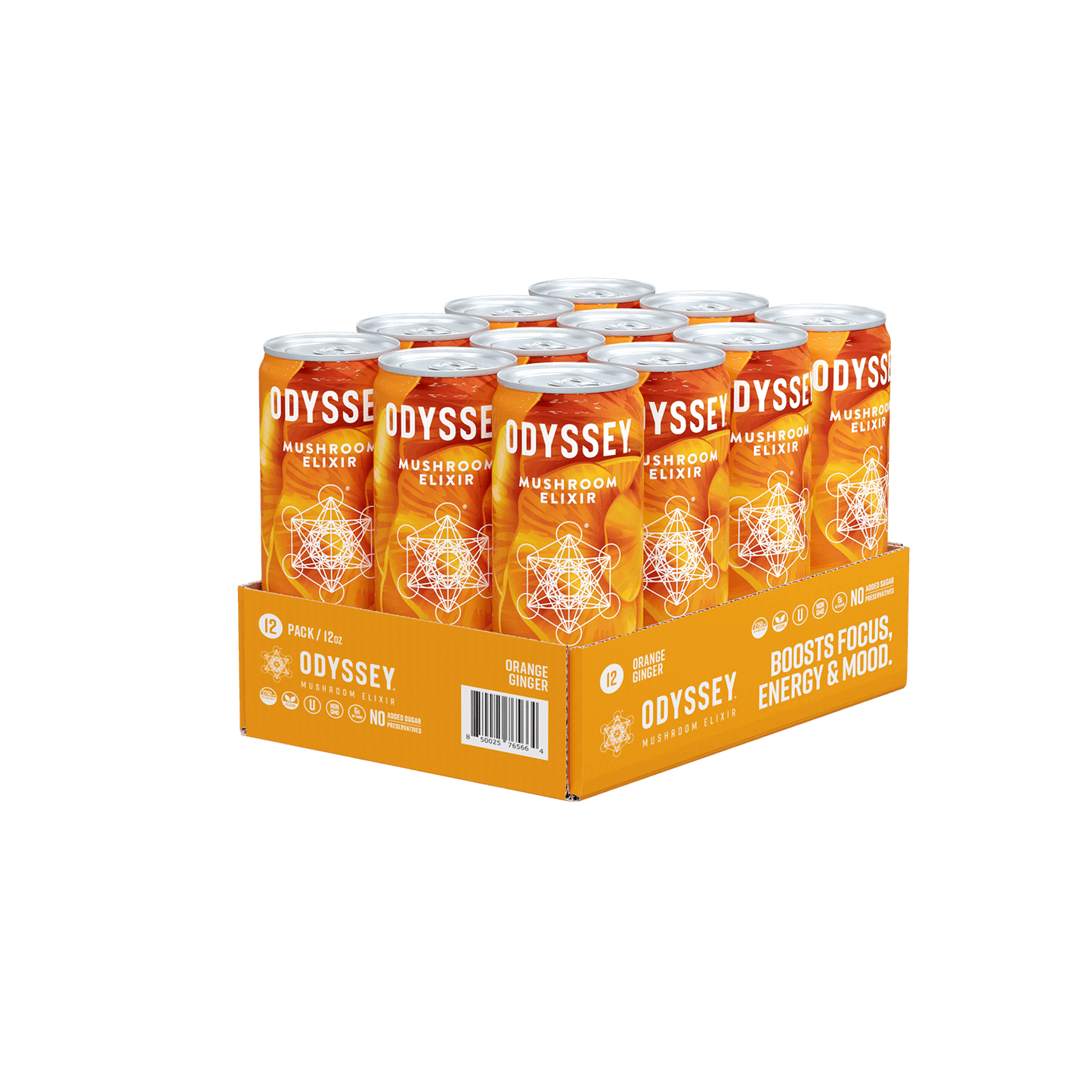 Orange Ginger Sparkling Mushroom Energy Drink 12 Pack by OdysseyElixir